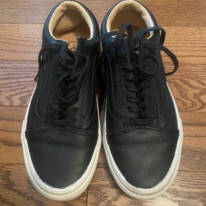 Black Leather Vans Size 8